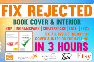 fix rejected kdp book cover or interior format and ebook formatting