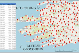 geocode address, postal, or zip code into coordinates in gis