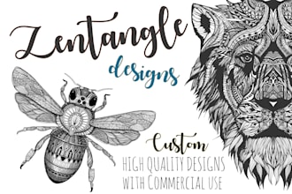 draw animal zentangle design