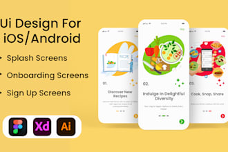 design splash, onboarding, and signup screens for mobile