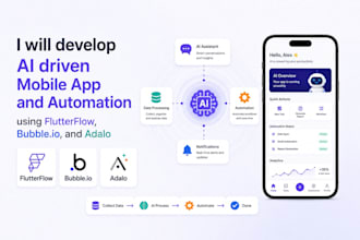 develop ai driven mobile app and automation using flutterflow bubbleio and adalo
