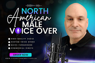 deliver a north american male voice over in english