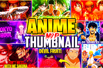 design anime thumbnails for anime movie recap youtube videos
