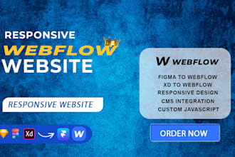 convert your figma or xd design into a responsive webflow website