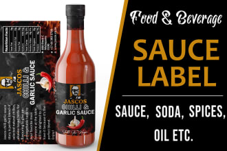 do food, sauce, bottle, and product labels with 3d packaging