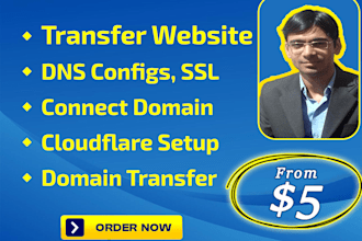 transfer migrate website, connect domain, update dns, cloudflare