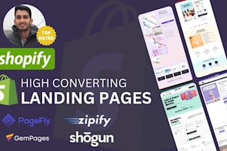design a shopify  with gempages, pagefly, or shogun