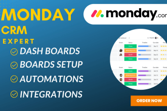 be your monday expert, can automate monday CRM with any application API
