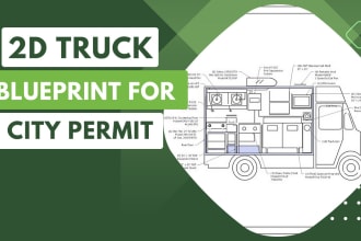 do detailed 2d drawings of your food truck for a city permit