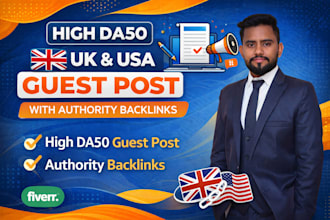 publish high da 50 UK guest post, USA guest post with dollow backlinks