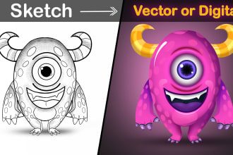 convert hand drawn illustration into digital and vector art