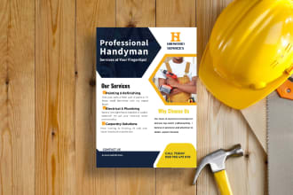 design handyman and roofing and cleaning service flyer