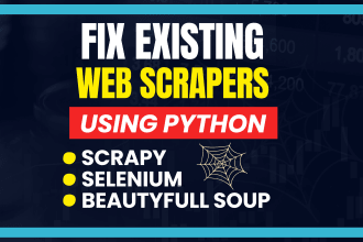 do web data scraping in python scrapy, selenium or beautiful soup