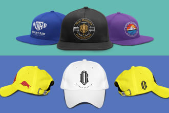 do snapback, baseball cap mockup and artwork, logo and badge