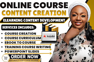 create online course content, training manual, and elearning course curriculum