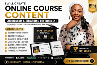 create online course content, curriculum, and elearning development