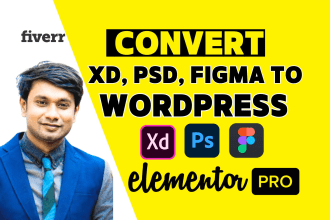 convert figma to wordpress, figma to elementor or psd, xd to elementor pro