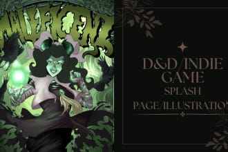 do splash page art for your indie game or dnd campaign