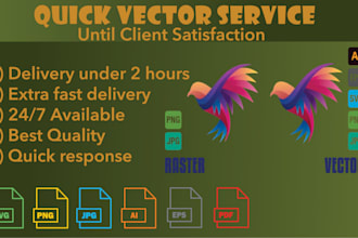 deliver high quality vector tracing from any file format to ai, eps, svg, png