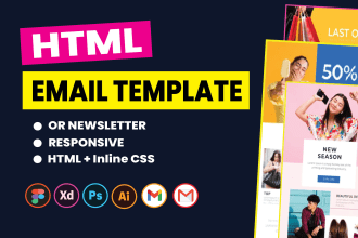 code responsive html email template or psd, xd, pdf figma to html email template