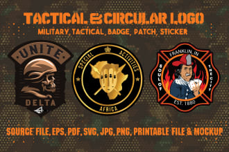 design a custom military patch, badge , tactical skull or motercycle logo foryou