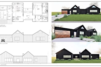 draw a full set of architectural drawings and blueprints