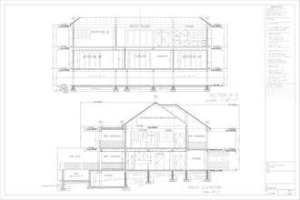 draw a full set of architectural drawings and blueprints