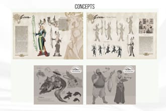 illustrate creatures, characters, props and enviroments