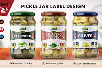 design premium food packaging, spice label,pickle sauce label and jam jar label