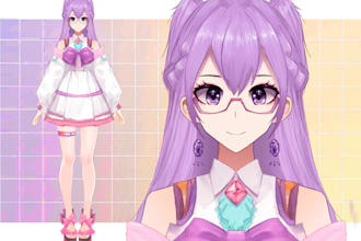 draw vtuber high resolution live2d model ready to rig