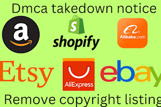 report to takedown copyright listing from shopify,ebay,etsy,amazon under dmca
