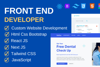 be your front end web developer, react HTML CSS bootstrap tailwindcss