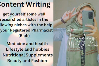 write articles on medicine, health, lifestyle, fitness, beauty and supplements