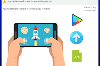upload target API level 35 game build update to playstore