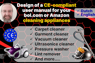 write ce compliant user manual for cleaning appliances for bol amazon products