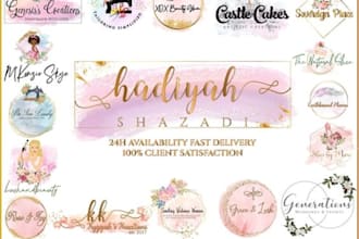 design feminine hand drawn watercolor logo for you