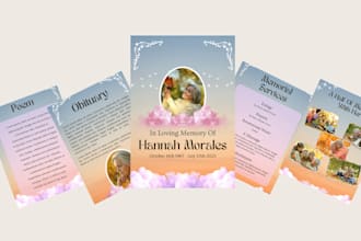 design funeral flyer, event, obituary and memorial card fast