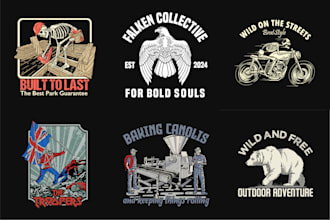 draw unique vintage retro illustration for clothing brand