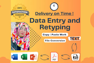 data entry and retyping text from pdf, scanned images, copy paste