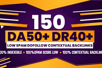 provide manual 150 da50 dr30 plus homepage dofollow backlink