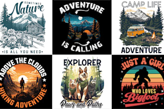 do custom hiking summer nature outdoor t shirt designs
