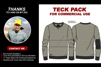 craft a clothing fashion tech pack for commercial use