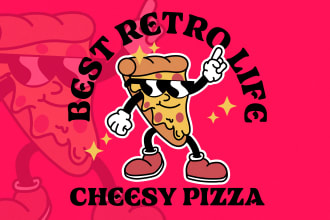 create classic vintage retro cartoon character mascot illustration logo