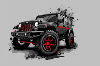 draw cartoon vector car or automotive illustration
