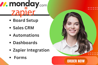setup monday com, monday CRM, zoho CRM, zapier, make and n8n automation