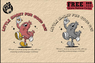 create vintage retro cartoon character mascot illustration