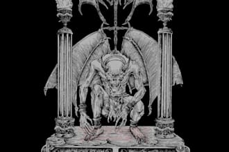 do amazing black and white illustration for metal bands