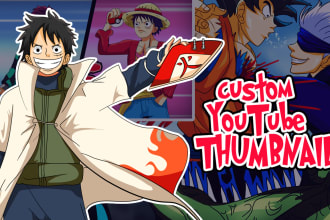 draw a custom anime style youtube thumbnail from your idea