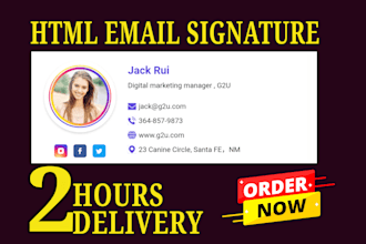 make clickable HTML email signature for gmail, outlook etc