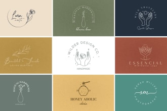 design an line art  botanical feminine minimal and  hand drawn logo